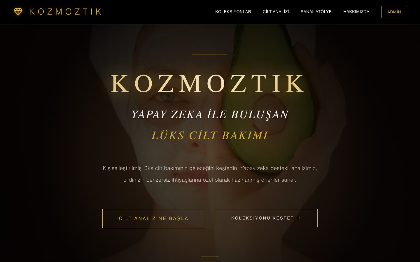 Kozmoztik canlı site ana sayfa görünümü