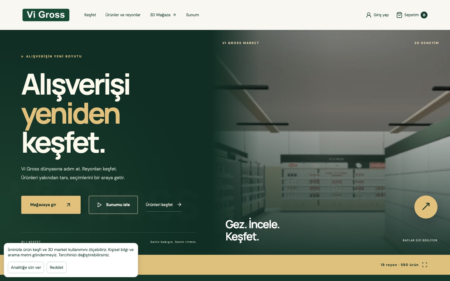 Vi Gross canlı site ana sayfa görünümü